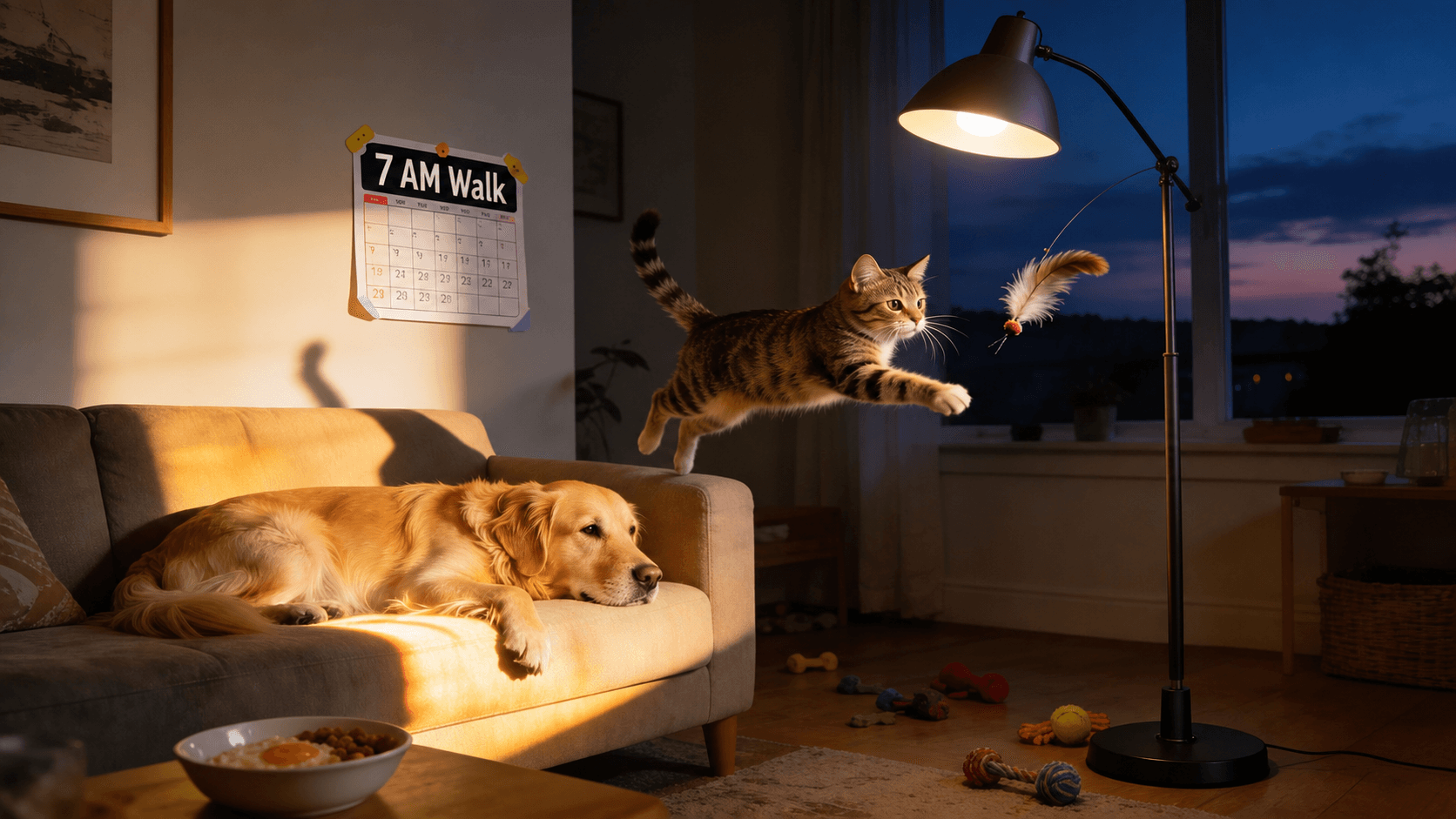 Editorial hero image for Morning Pets and Night Owls: How Household Schedules Shape Behavior